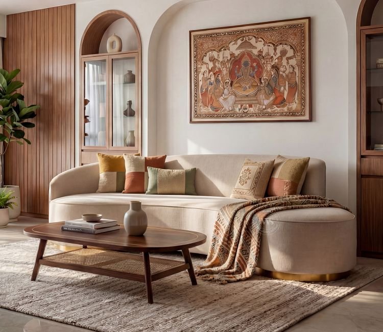 Osbert 3 Seater Curved Sofa (Cotton, Jade Ivory)